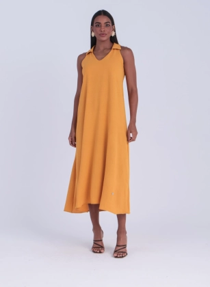Vestido Evasê Com Faixa