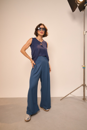 Calça Pantalona Com Fendas